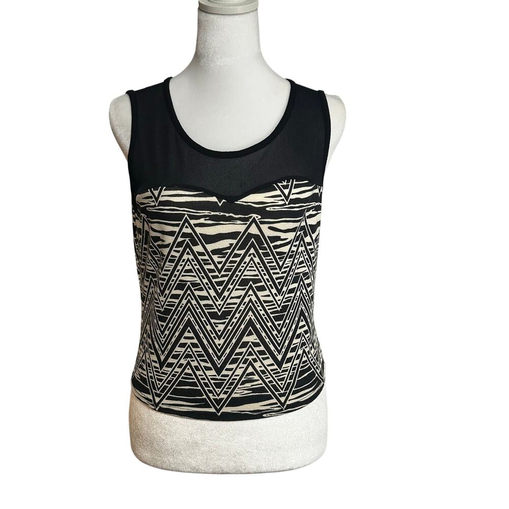 Black and white fitted zebra print tank top
